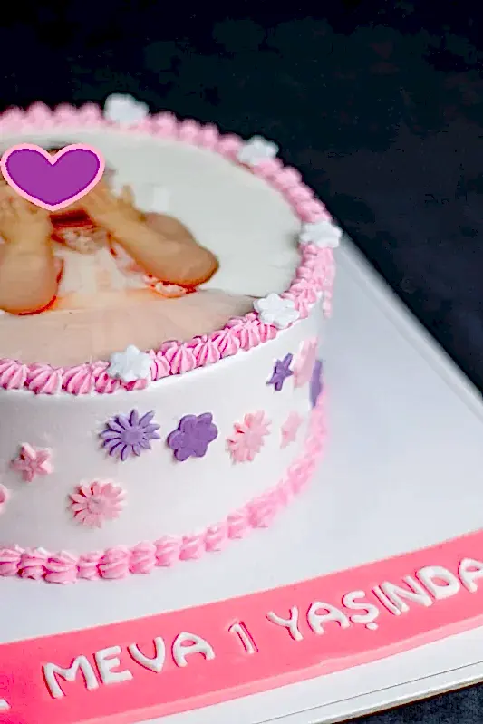 Butik Resimli Çiçekli Pasta